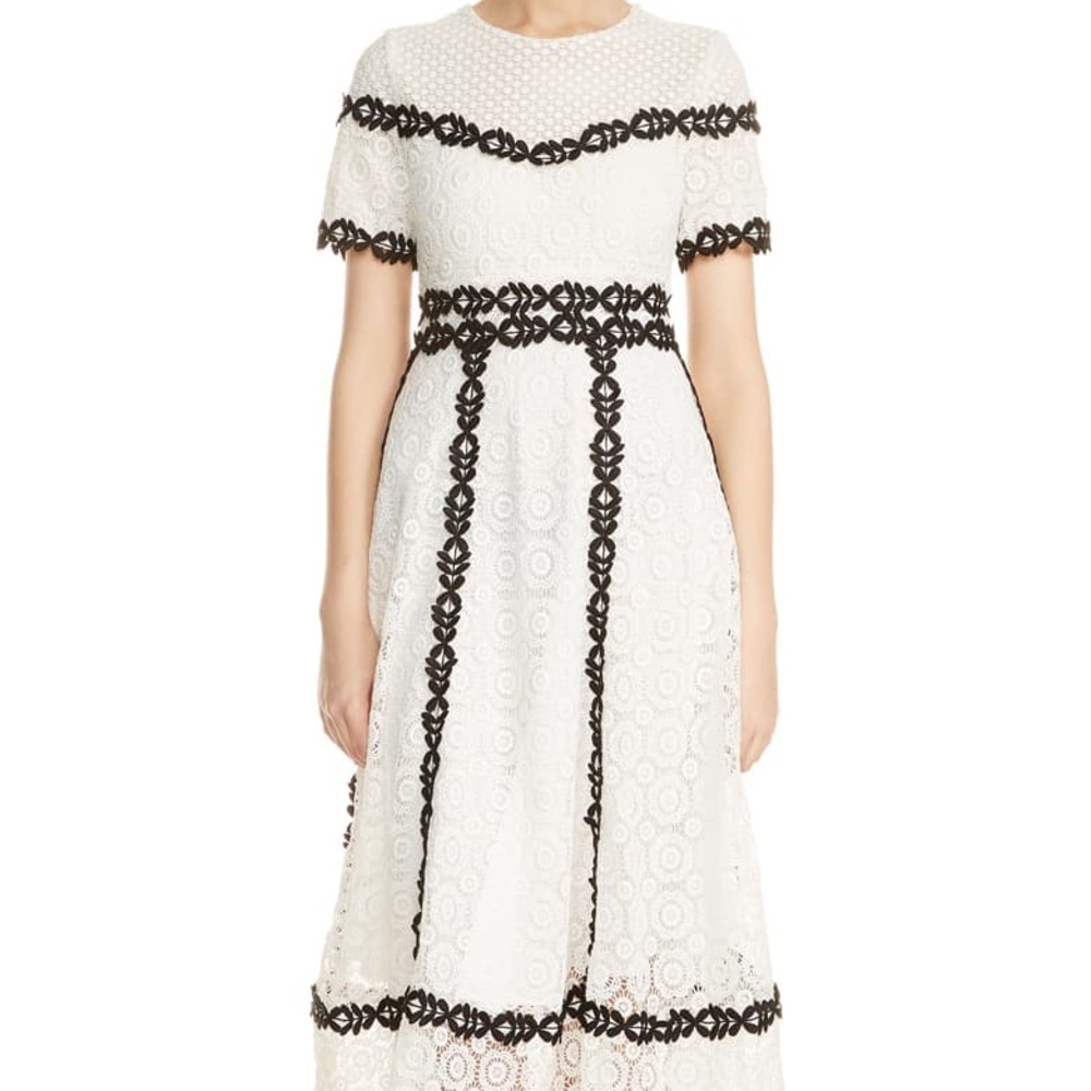 MAJE Rowan Bicolore Lace Midi Dress